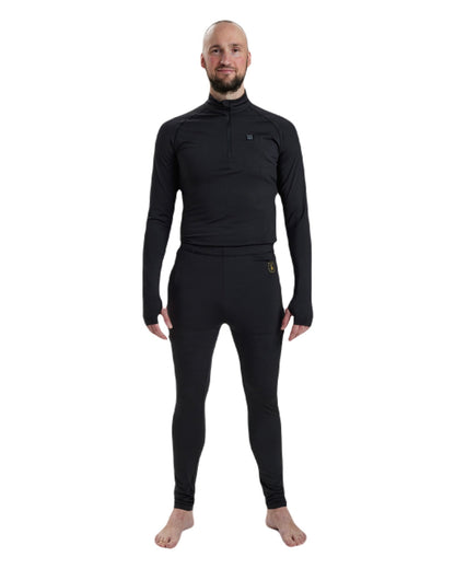 Black coloured Deerhunter Heat Long Johns on white background #colour_black
