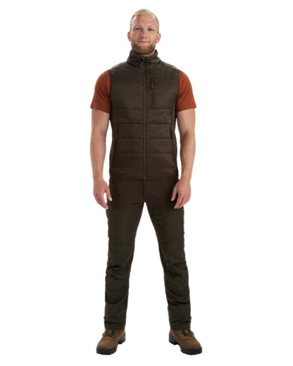 Wood Coloured Deerhunter Heat Padded Waistcoat on white background #colour_wood