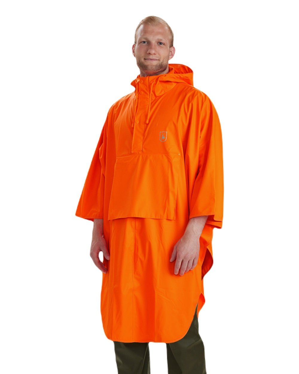 Orange coloured Deerhunter Hurricane Rain Poncho on white background #colour_orange