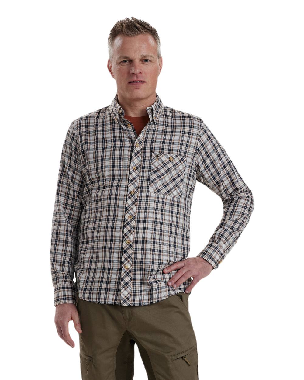 Blue Check coloured Deerhunter Jose Shirt on white background #colour_blue-check