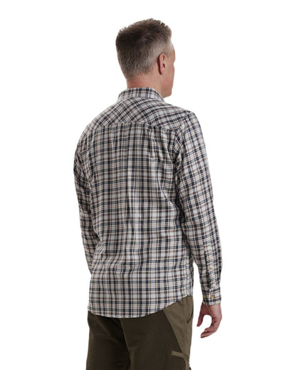 Blue Check coloured Deerhunter Jose Shirt on white background #colour_blue-check
