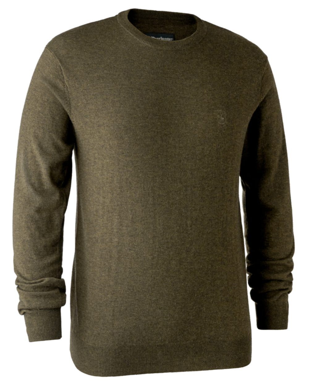 Cypress coloured Deerhunter Kingston Knit O-Neck Jumper on white background #colour_cypress