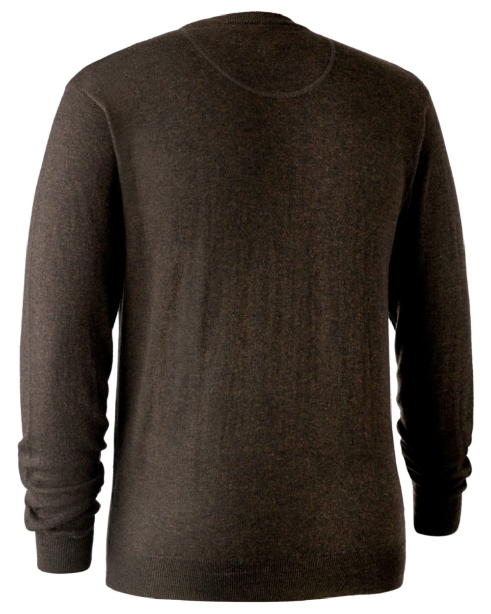 Dark Elm coloured Deerhunter Kingston Knit O-Neck Jumper on white background #colour_dark-elm