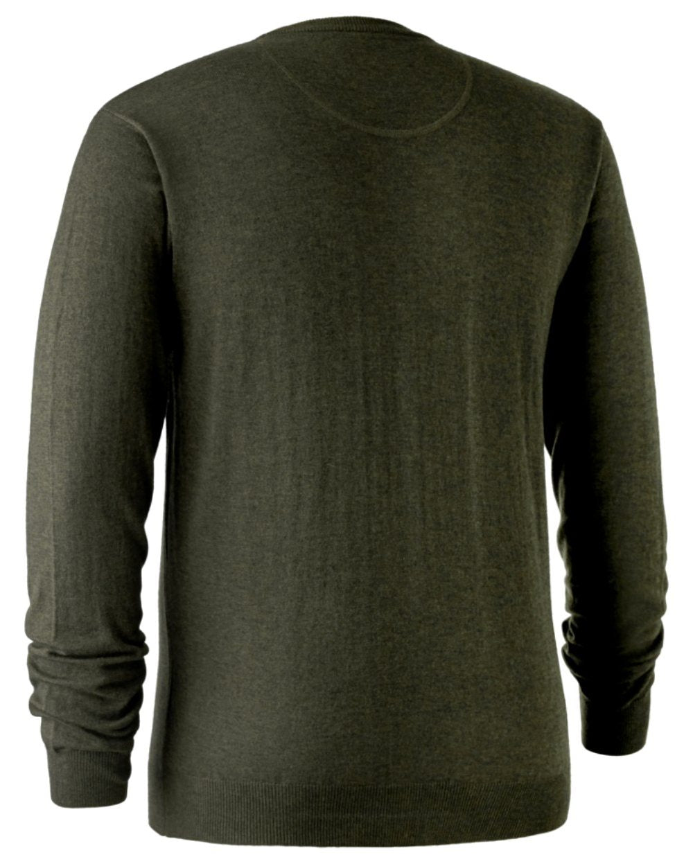 Green Melange coloured Deerhunter Kingston Knit O-Neck Jumper on white background #colour_green-melange