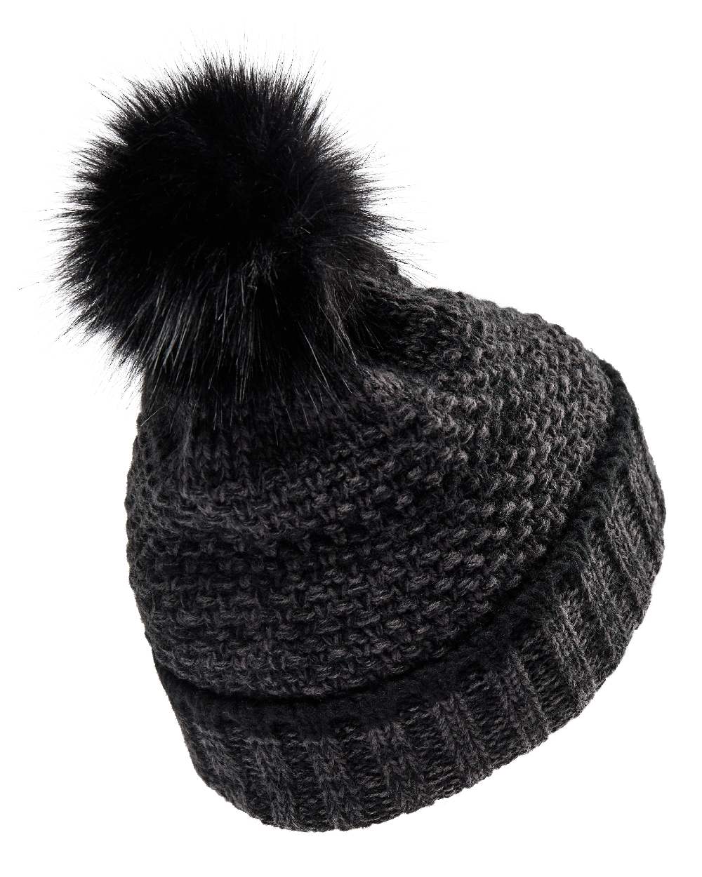 Black coloured Deerhunter Ladies Knitted Hat on white background #colour_black