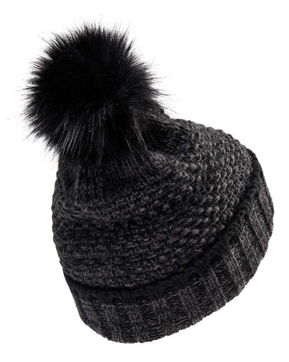 Black coloured Deerhunter Ladies Knitted Hat on white background #colour_black