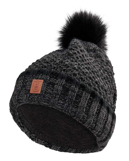Black coloured Deerhunter Ladies Knitted Hat on white background #colour_black