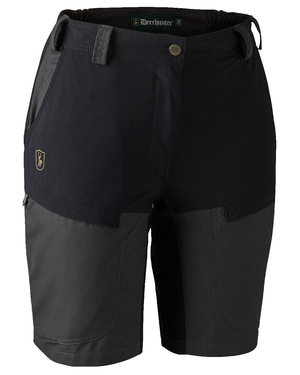 Black Ink coloured Deerhunter Lady Ann Shorts on white background #colour_black-ink