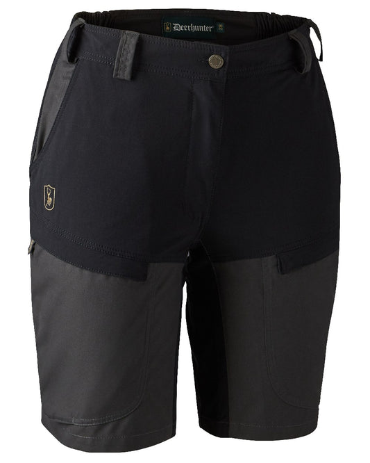 Black Ink coloured Deerhunter Lady Ann Shorts on white background #colour_black-ink