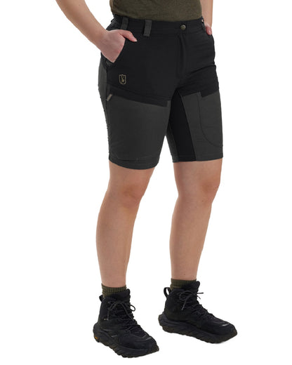 Black Ink coloured Deerhunter Lady Ann Shorts on white background #colour_black-ink