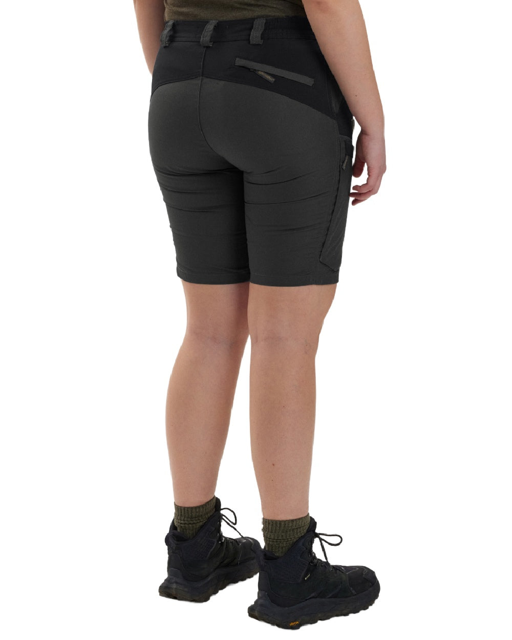 Black Ink coloured Deerhunter Lady Ann Shorts on white background #colour_black-ink