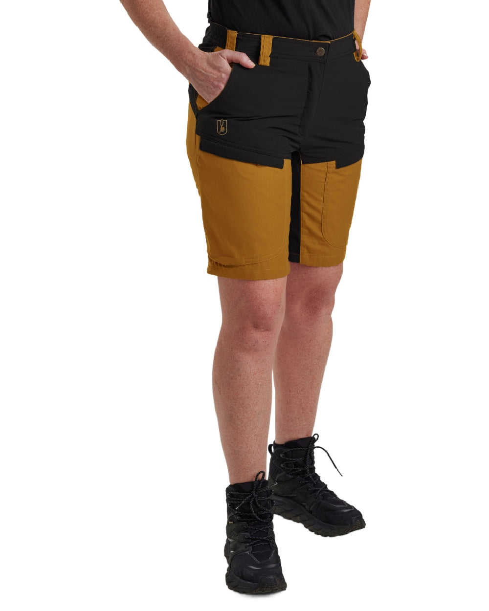 Bronze coloured Deerhunter Lady Ann Shorts on white background #colour_bronze