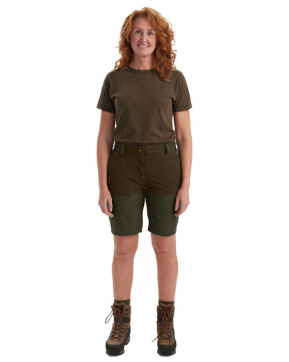 Deep Green coloured Deerhunter Lady Ann Shorts on white background #colour_deep-green