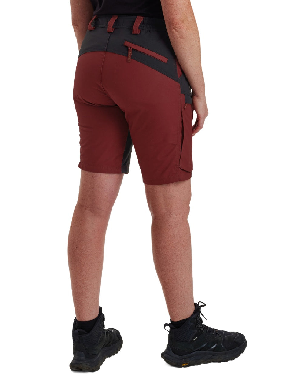 Oxblood Red coloured Deerhunter Lady Ann Shorts on white background #colour_oxblood-red