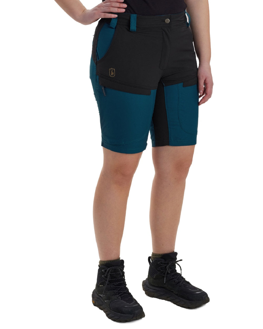 Pacific Blue coloured Deerhunter Lady Ann Shorts on white background #colour_pacific-blue