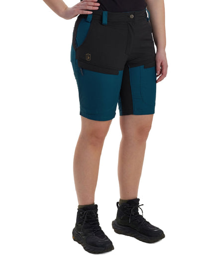 Pacific Blue coloured Deerhunter Lady Ann Shorts on white background #colour_pacific-blue