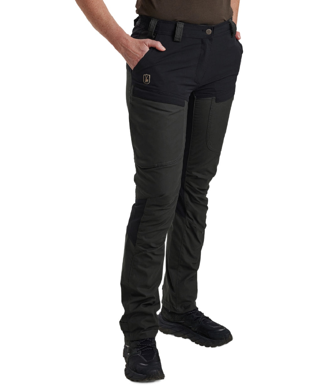 Black Ink coloured Deerhunter Lady Ann Trousers on white background #colour_black-ink