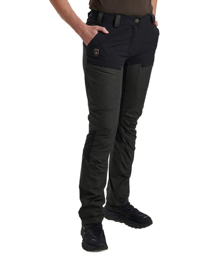 Black Ink coloured Deerhunter Lady Ann Trousers on white background #colour_black-ink