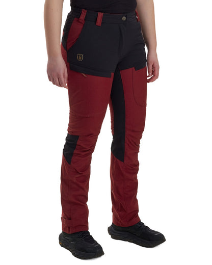 Oxblood Red coloured Deerhunter Lady Ann Trousers on white background #colour_oxblood-red