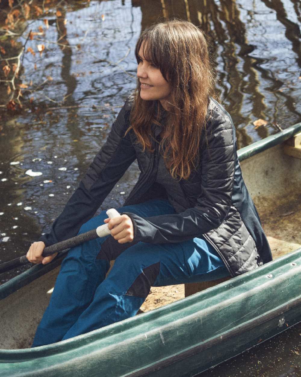 Pacific Blue coloured Deerhunter Lady Ann Trousers on lake background #colour_pacific-blue