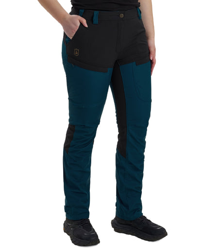Pacific Blue coloured Deerhunter Lady Ann Trousers on white background #colour_pacific-blue