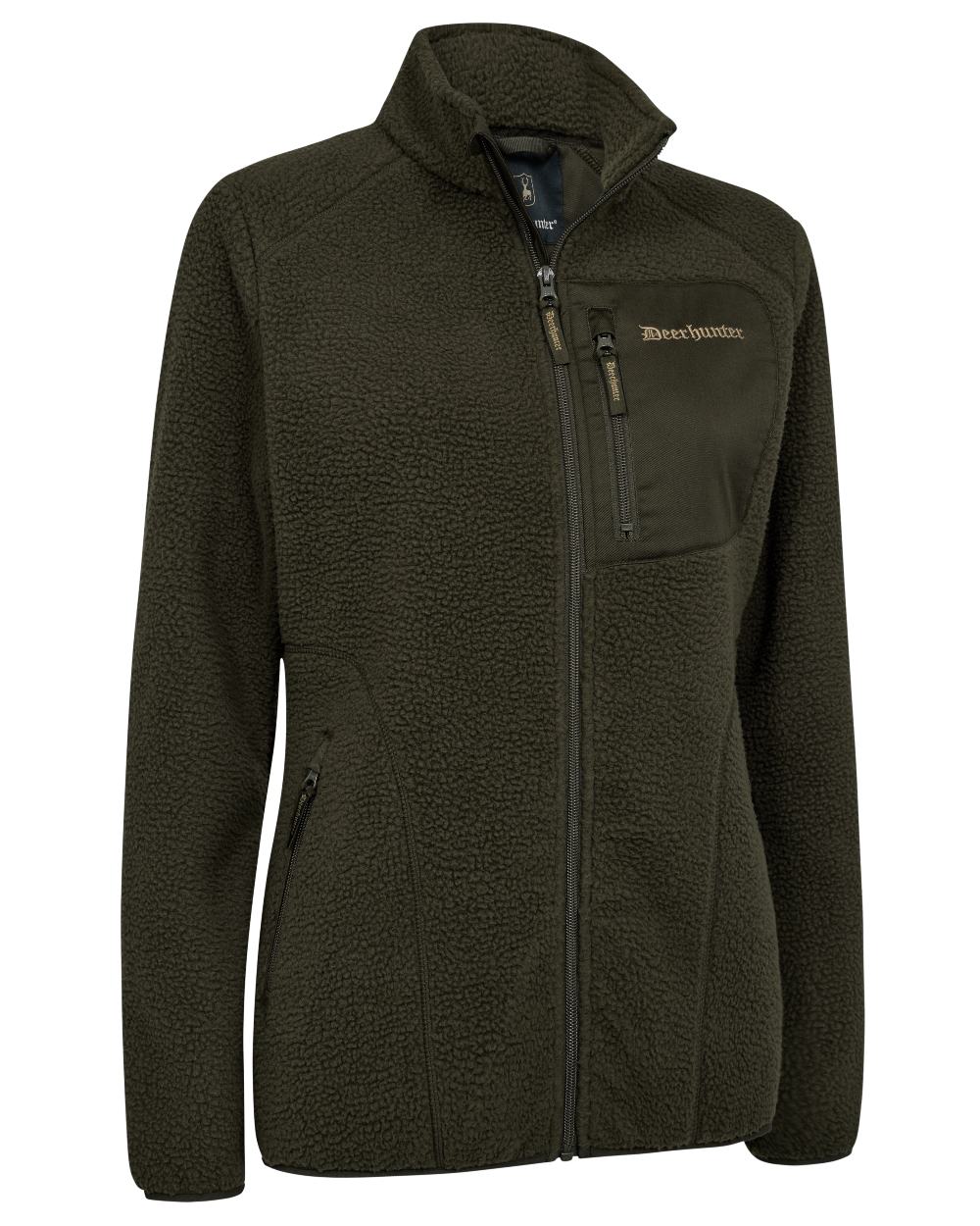 Forest Green coloured Deerhunter Lady Atlas Fleece Jacket on white background #colour_forest-green
