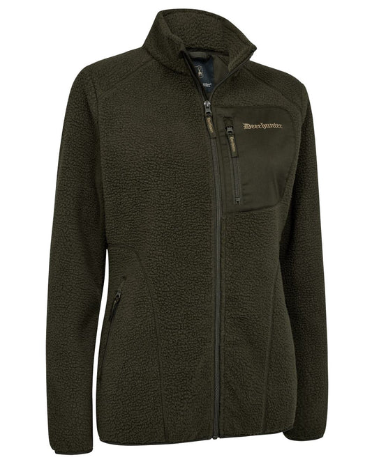 Forest Green coloured Deerhunter Lady Atlas Fleece Jacket on white background #colour_forest-green