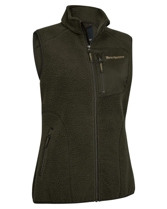Forest Green coloured Deerhunter Lady Atlas Fleece Waistcoat on white background #colour_forest-green