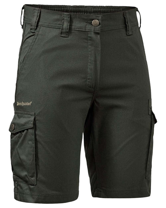 Timber coloured Deerhunter Lady Atlas Shorts on white background #colour_timber