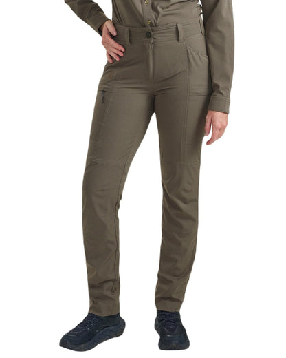 Stone Grey coloured Deerhunter Lady Canopy Trousers on white background #colour_stone-grey