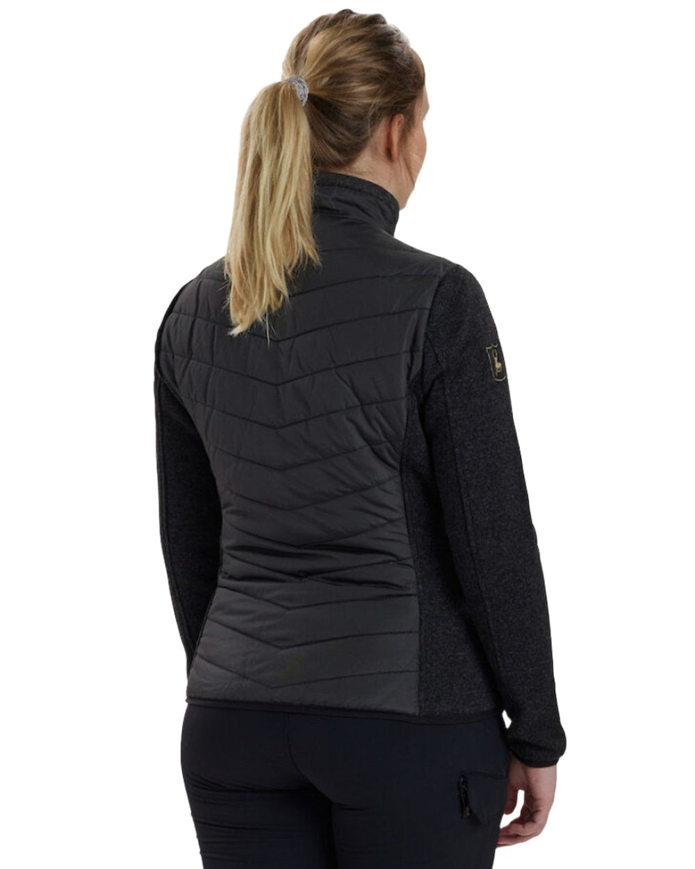 Black Coloured Deerhunter Lady Caroline Padded Jacket on white background #colour_black