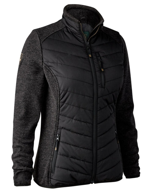 Black Coloured Deerhunter Lady Caroline Padded Jacket on white background #colour_black