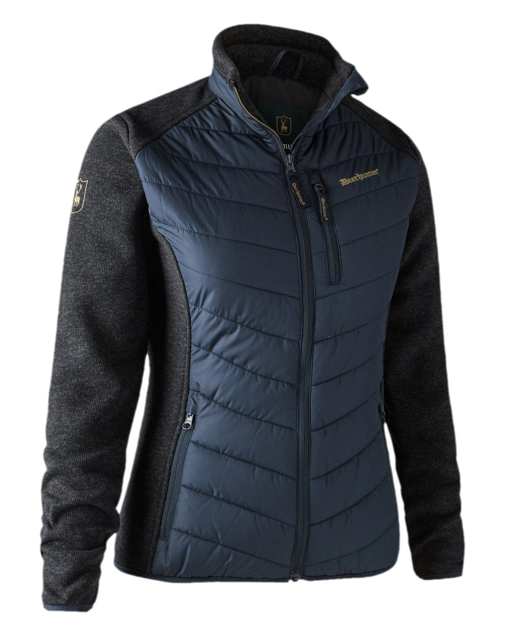 Dark Blue Coloured Deerhunter Lady Caroline Padded Jacket on white background #colour_dark-blue