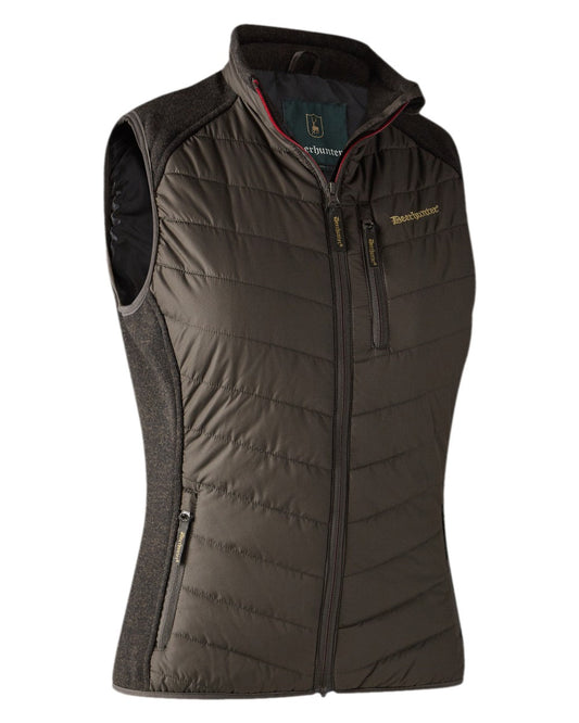 Brown Leaf Coloured Deerhunter Lady Caroline Padded Waistcoat on white background #colour_brown-leaf