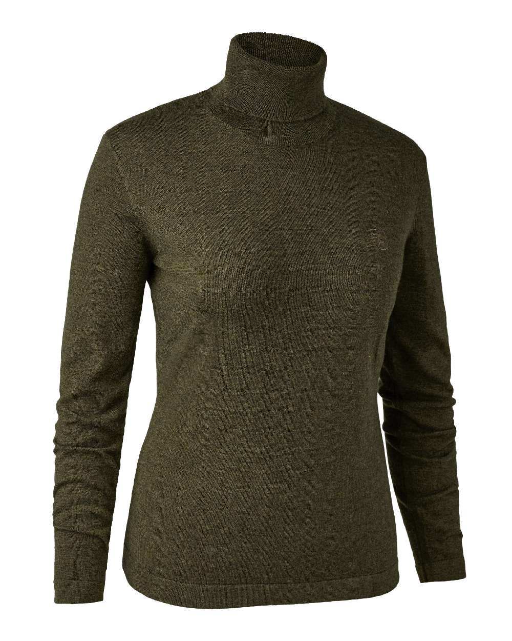 Cypress coloured Deerhunter Lady Darlington Roll Neck on white background #colour_cypress
