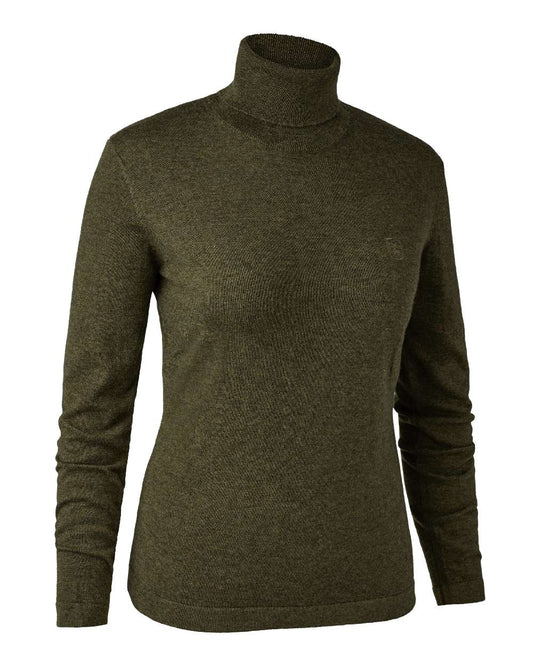 Cypress coloured Deerhunter Lady Darlington Roll Neck on white background #colour_cypress
