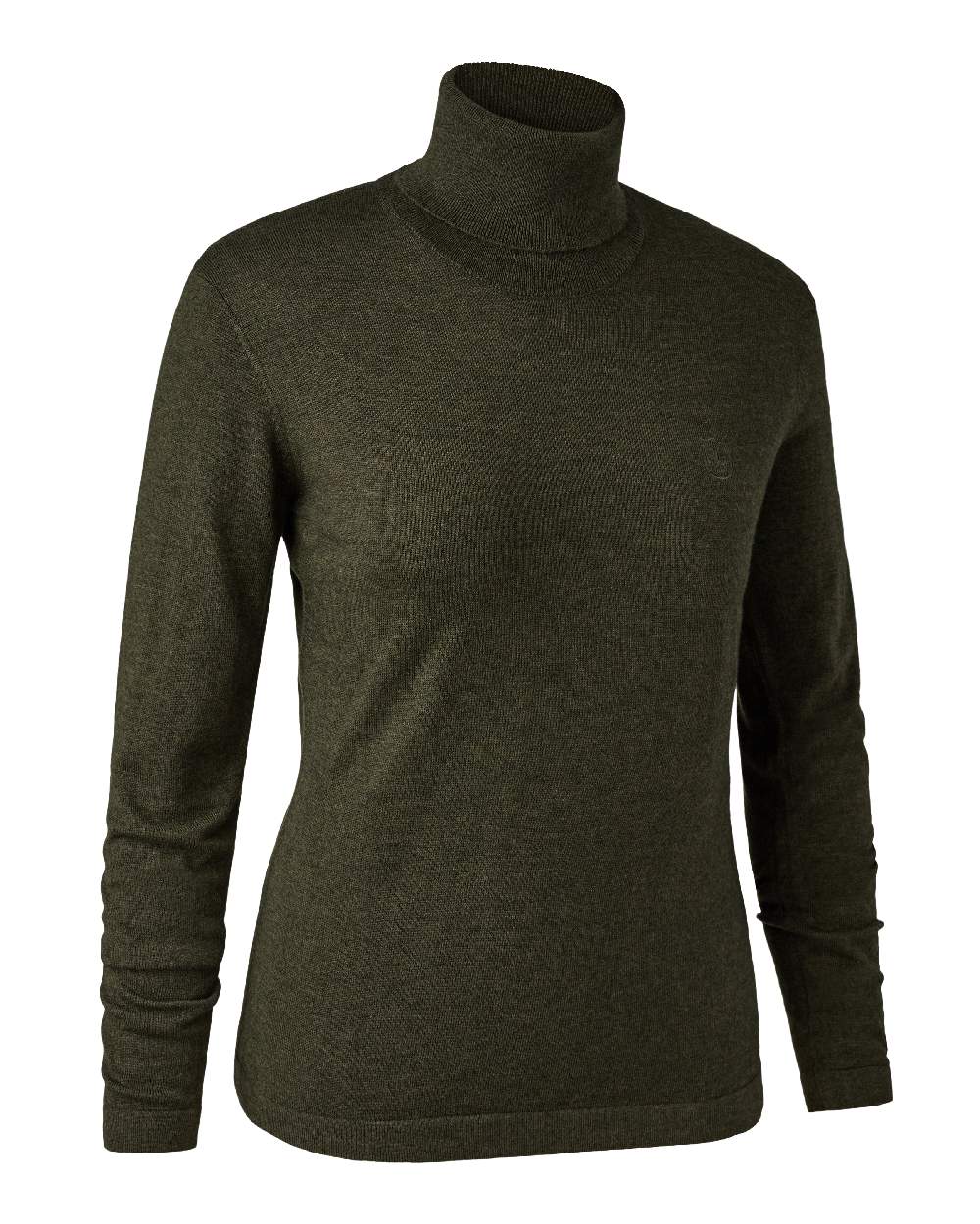 Green Melange coloured Deerhunter Lady Darlington Roll Neck on white background #colour_green-melange