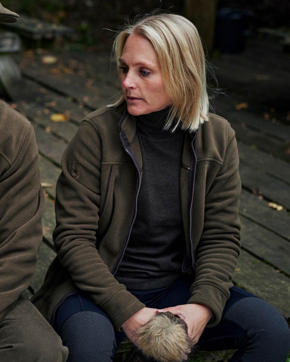 Tarmac Green Coloured Deerhunter Lady Eagle Fleece Jacket on forest background #colour_tarmac-green
