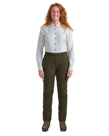 Tarmac Green coloured Deerhunter Lady Eagle Winter Trousers on white background #colour_tarmac-green