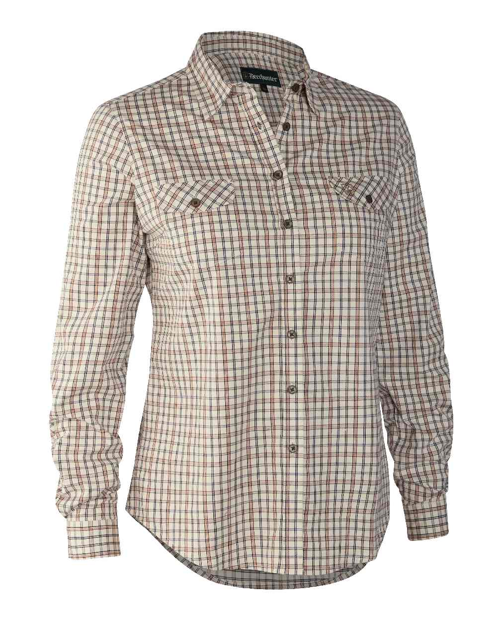 Green Check coloured Deerhunter Lady Harper Shirt on white background #colour_green-check