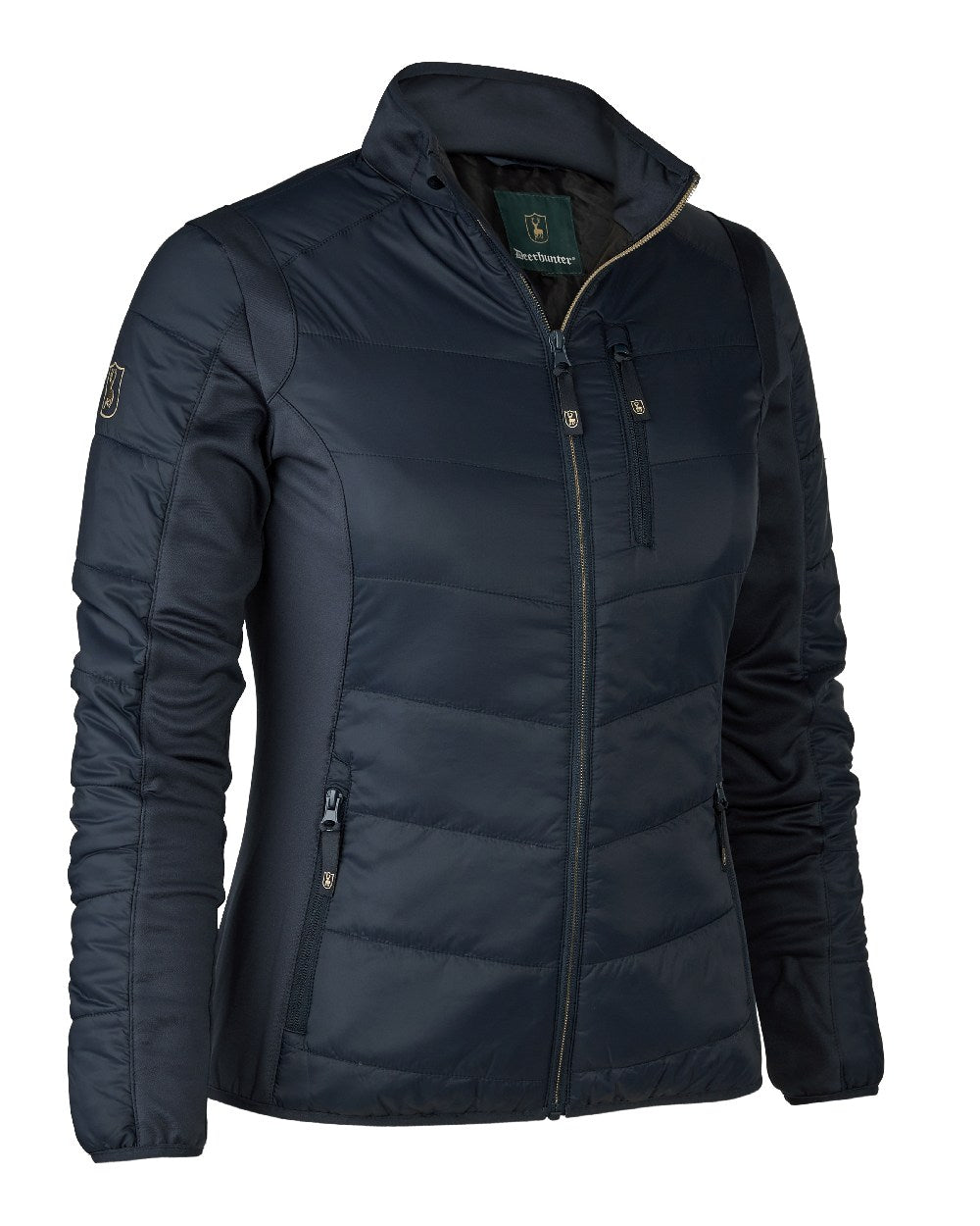 Dark Blue coloured Deerhunter Lady Heat Padded Jacket on white background #colour_dark-blue