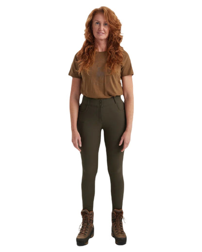 Palm Green coloured Deerhunter Lady Hunting Tights on white background #colour_palm-green