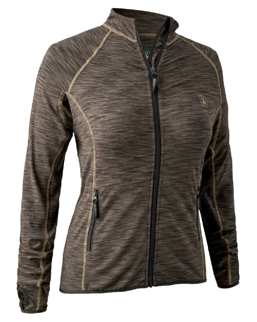 Brown Melange coloured Deerhunter Lady Insulated Fleece on white background #colour_brown-melange