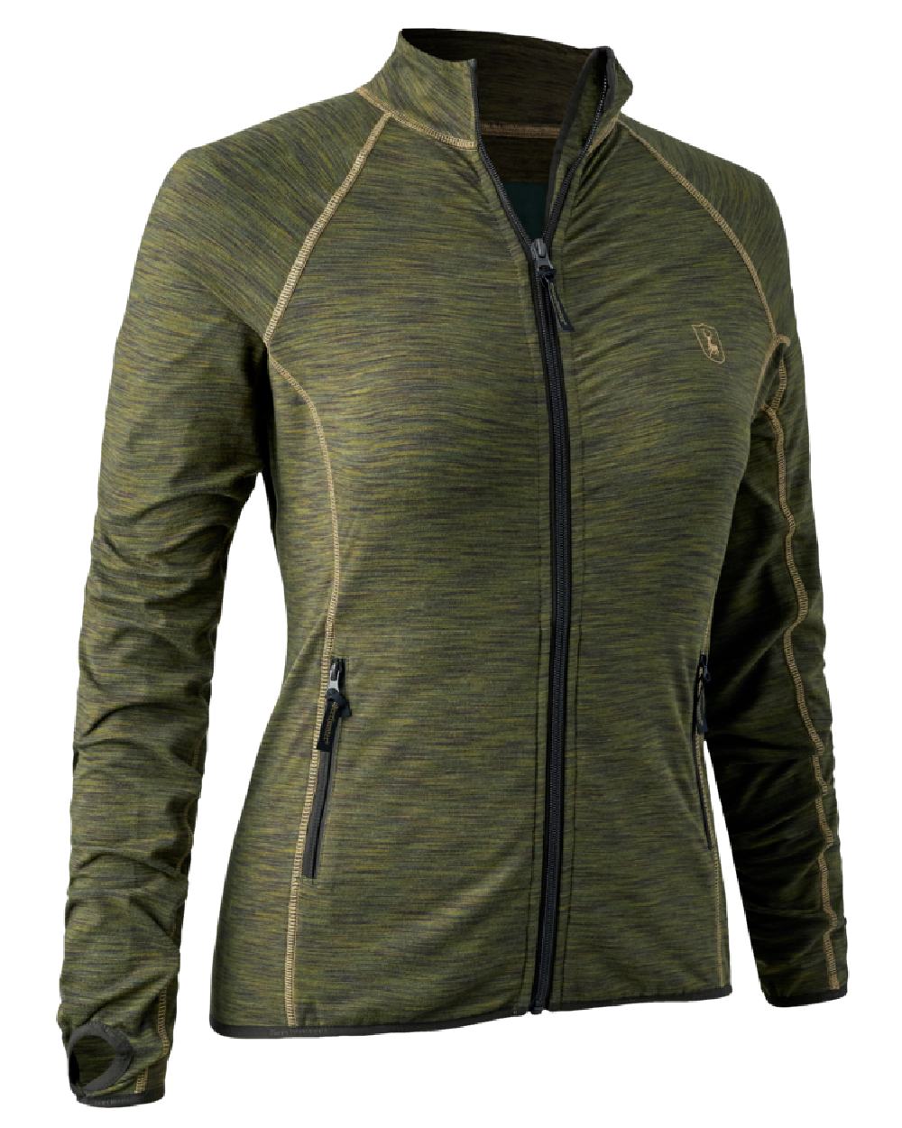 Green Melange coloured Deerhunter Lady Insulated Fleece on white background #colour_green-melange