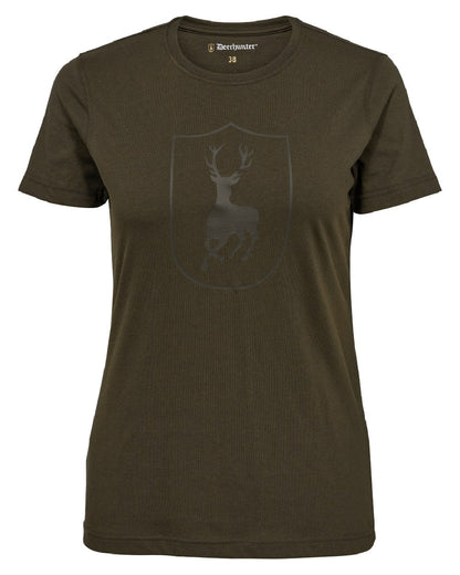 Fallen Leaf coloured Deerhunter Lady Logo T-Shirt on white background #colour_fallen-leaf