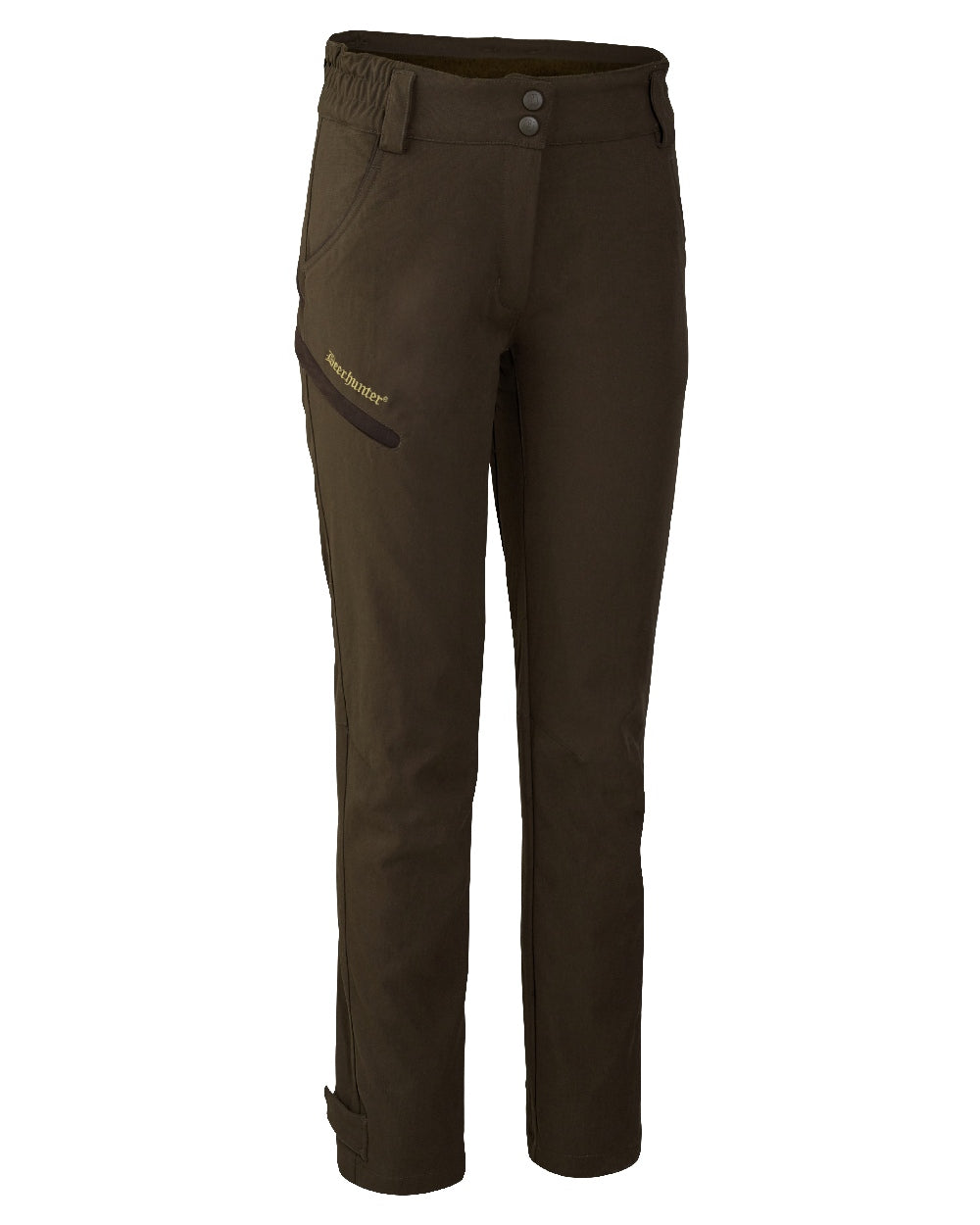 Wood coloured Deerhunter Lady Mary Extreme Waterproof Trousers on white background #colour_wood