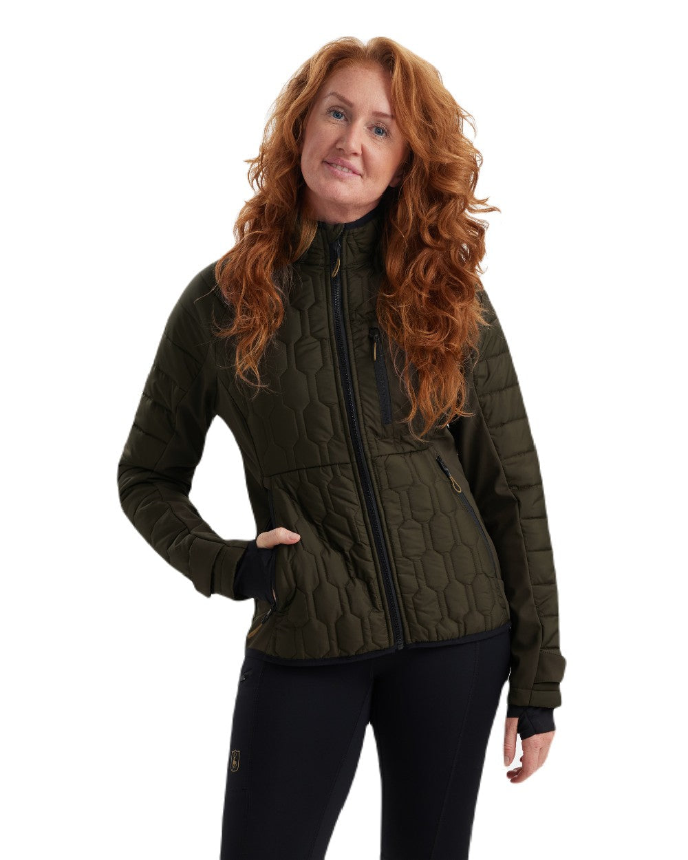 Forest Green coloured Deerhunter Lady Mossdale Quilted Jacket on white background #colour_forest-green