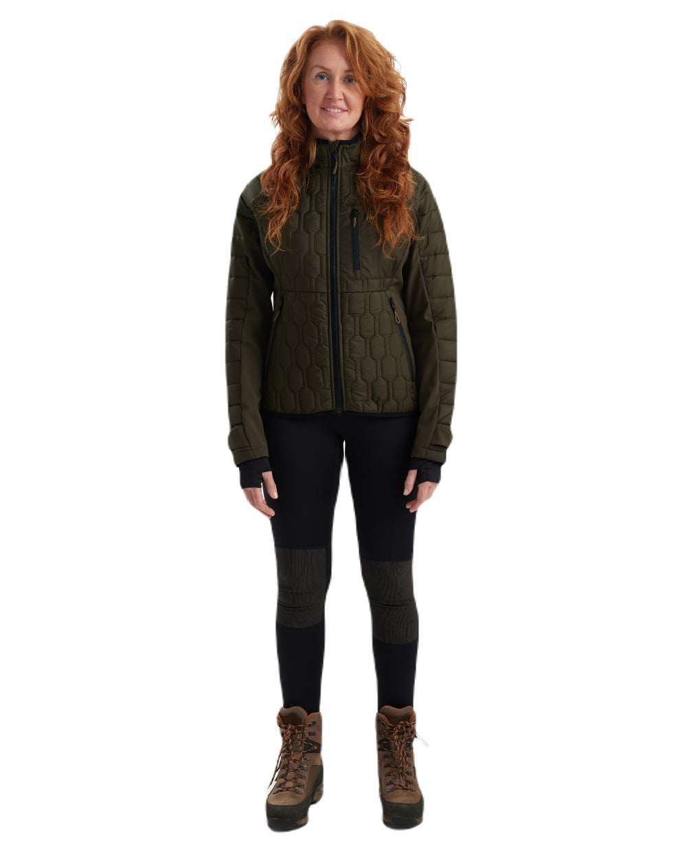 Forest Green coloured Deerhunter Lady Mossdale Quilted Jacket on white background #colour_forest-green