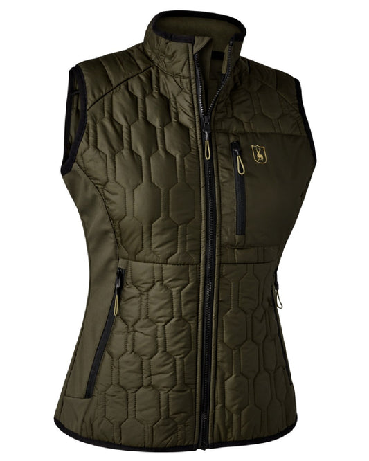 Forest Green coloured Deerhunter Lady Mossdale Quilted Waistcoat on white background #colour_forest-green