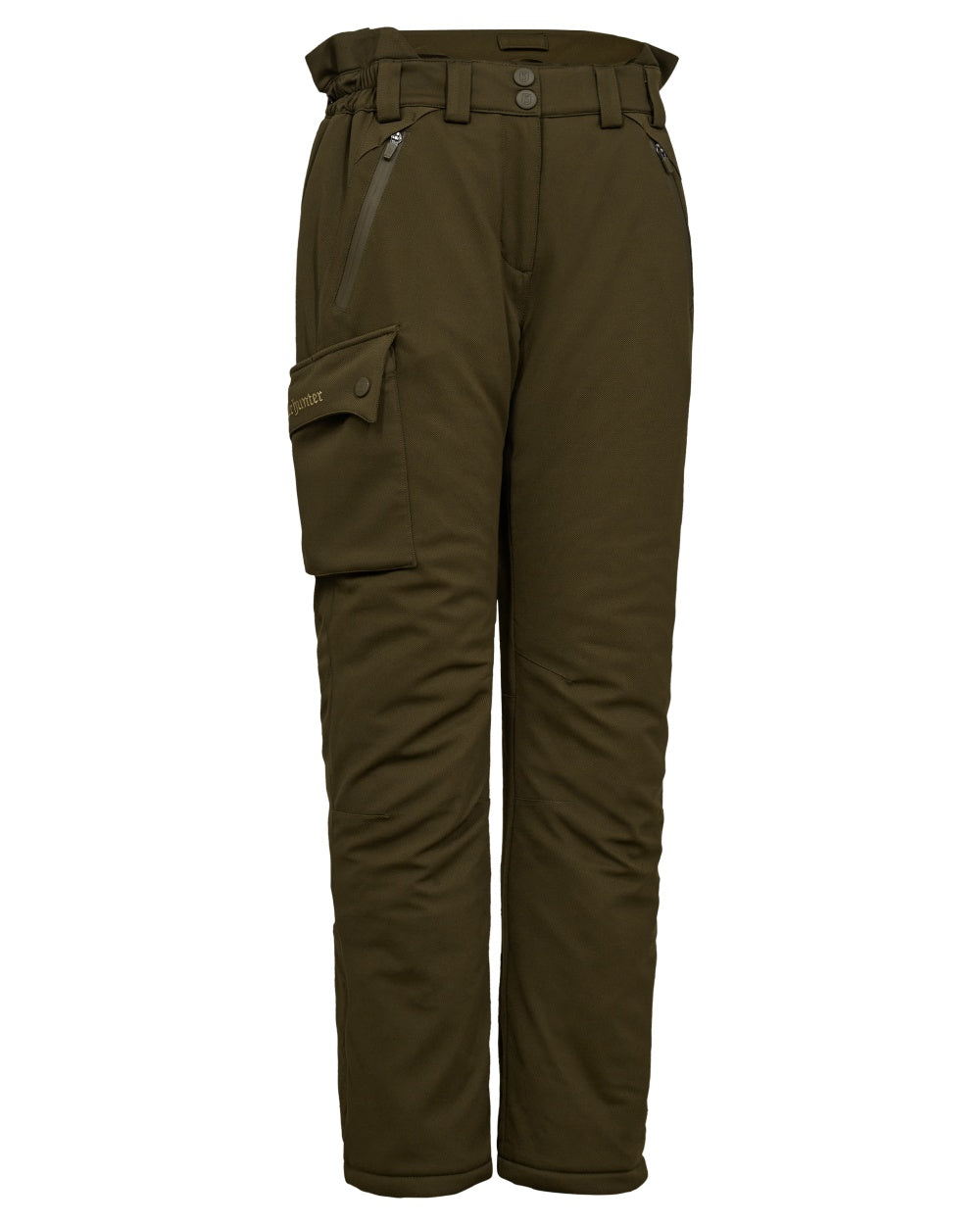 Art Green coloured Deerhunter Lady Muflon Pro Winter Trousers n white background #colour_art-green